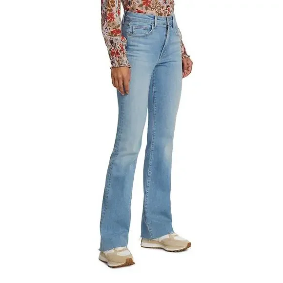 Veronica Beard Cameron Stretch-Cotton Boot-Cut Raw Hem High RiseJeans Nova31